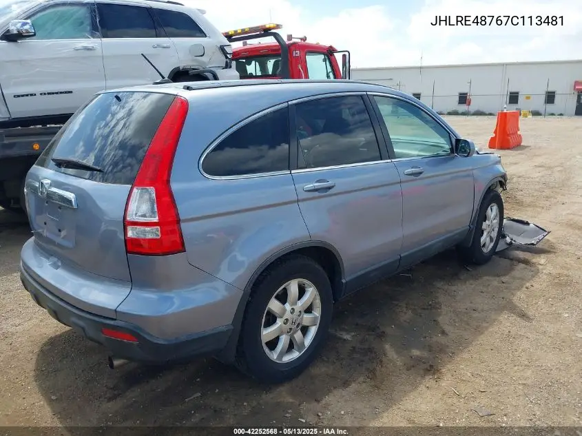 2007 Honda Cr-V Ex-L VIN: JHLRE48767C113481 Lot: 42252568