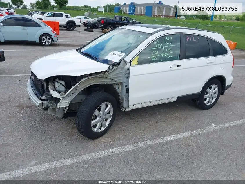 2008 Honda Cr-V Ex-L VIN: 5J6RE487X8L033755 Lot: 42257595