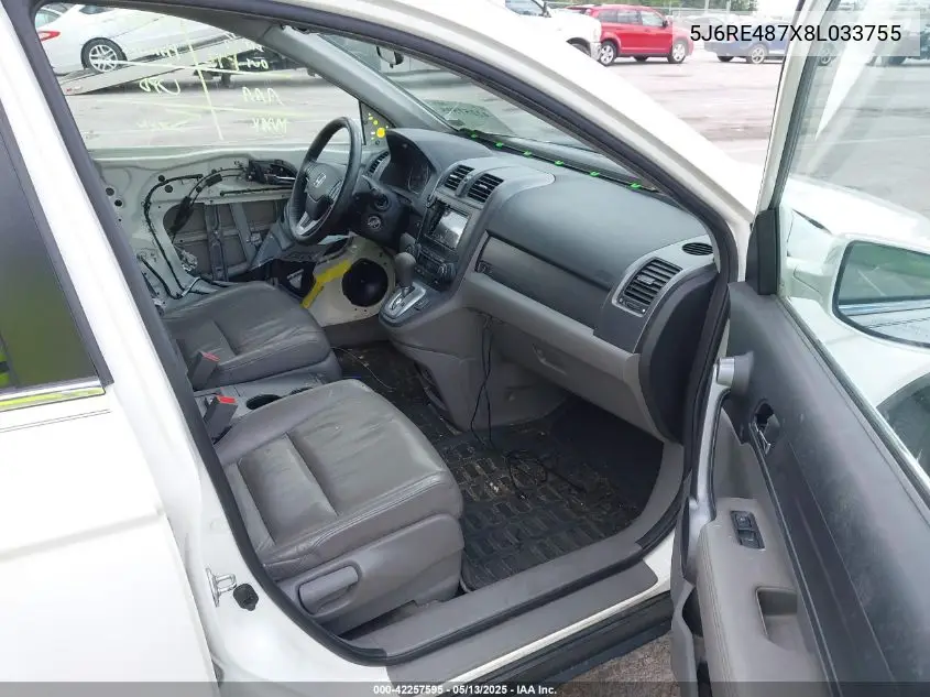 2008 Honda Cr-V Ex-L VIN: 5J6RE487X8L033755 Lot: 42257595