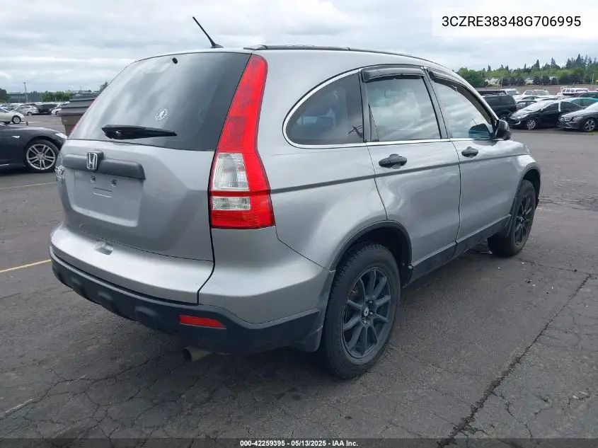 2008 Honda Cr-V Lx VIN: 3CZRE38348G706995 Lot: 42259395