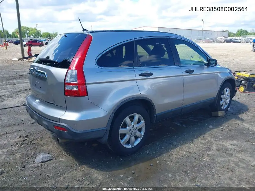 2008 Honda Cr-V Ex VIN: JHLRE38508C002564 Lot: 42263700