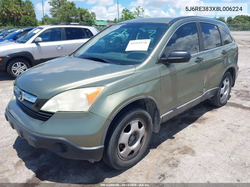 2008 Honda Cr-V Lx VIN: 5J6RE383X8L006224 Lot: 42265158