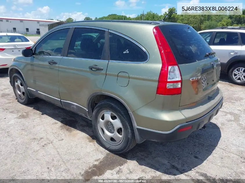 2008 Honda Cr-V Lx VIN: 5J6RE383X8L006224 Lot: 42265158