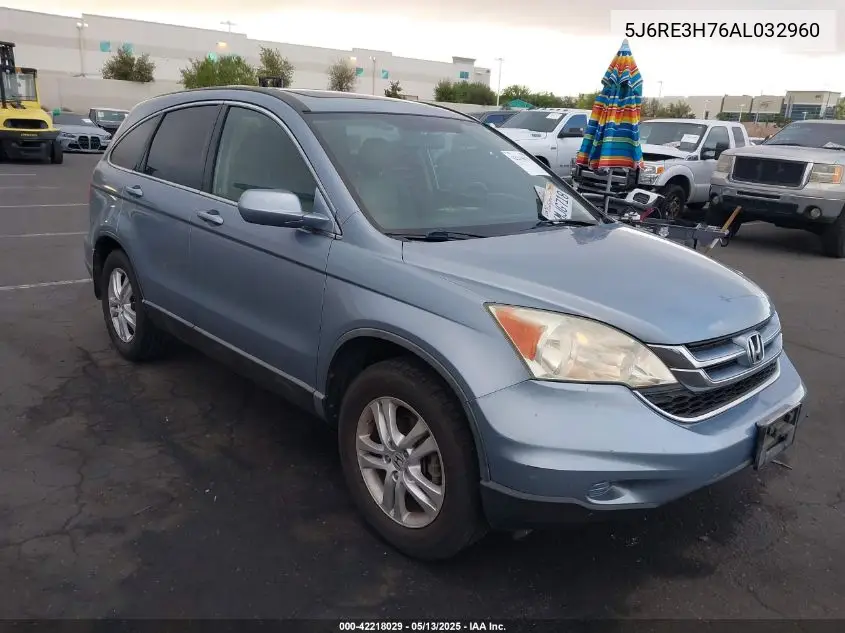 2010 Honda Cr-V Ex-L VIN: 5J6RE3H76AL032960 Lot: 42218029