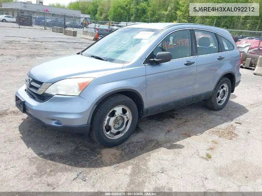 2010 Honda Cr-V Lx VIN: 5J6RE4H3XAL092212 Lot: 42254379