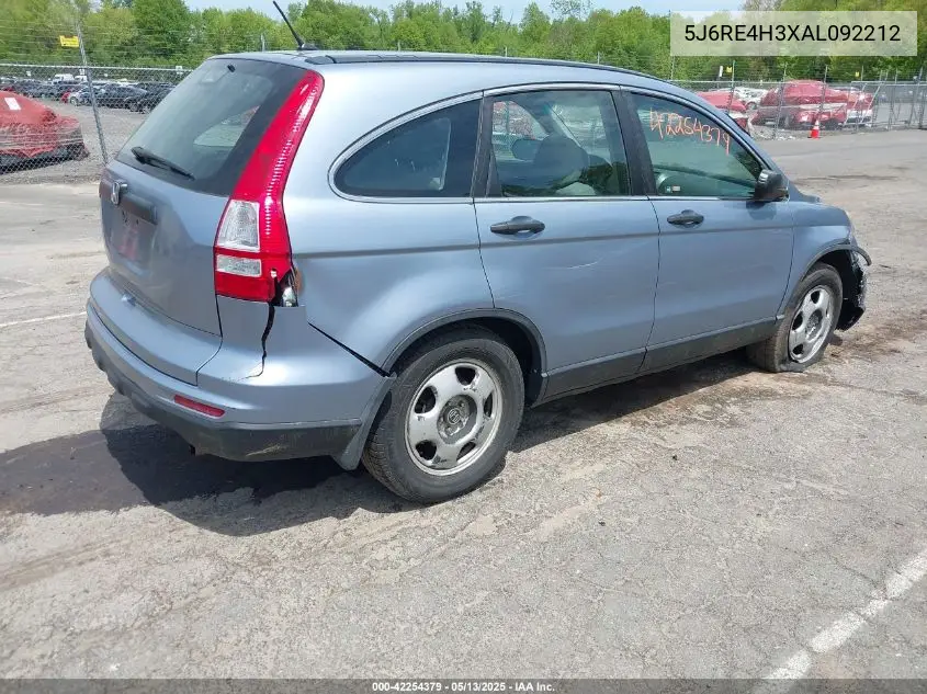 2010 Honda Cr-V Lx VIN: 5J6RE4H3XAL092212 Lot: 42254379