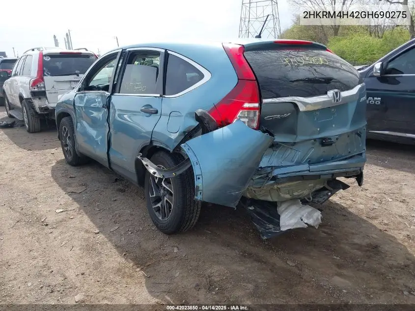 2016 Honda Cr-V Se VIN: 2HKRM4H42GH690275 Lot: 42023850