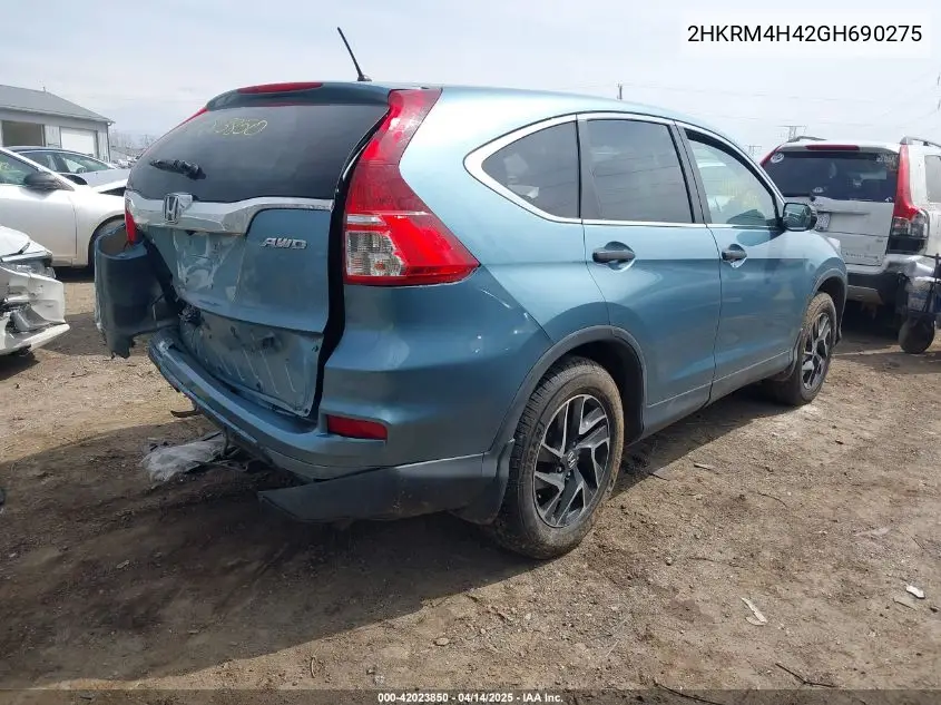 2016 Honda Cr-V Se VIN: 2HKRM4H42GH690275 Lot: 42023850