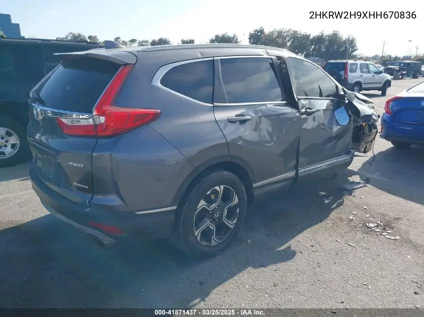 2017 Honda Cr-V Touring VIN: 2HKRW2H9XHH670836 Lot: 41871437