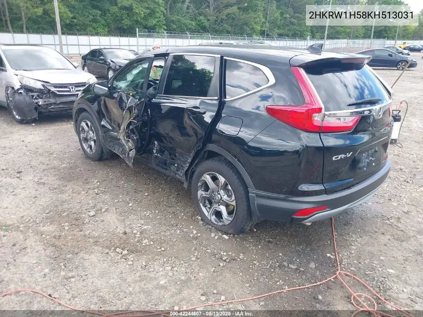 2019 Honda Cr-V Ex VIN: 2HKRW1H58KH513031 Lot: 42244607