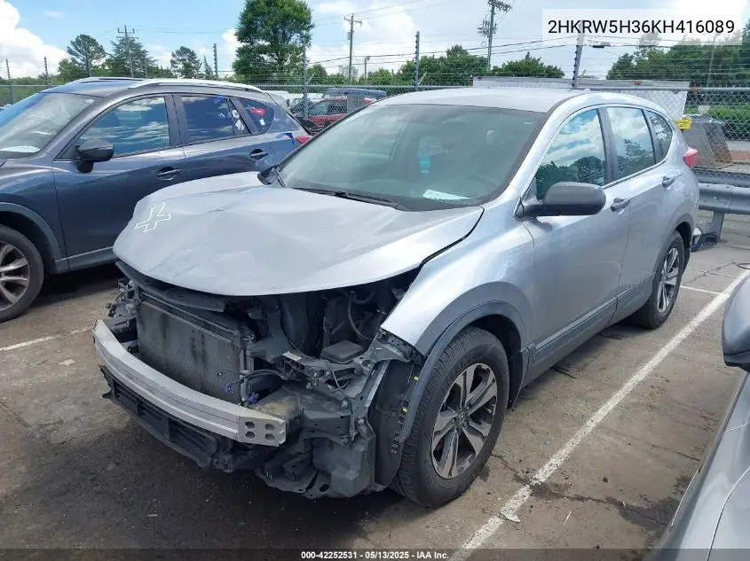 2019 Honda Cr-V Lx VIN: 2HKRW5H36KH416089 Lot: 42252531