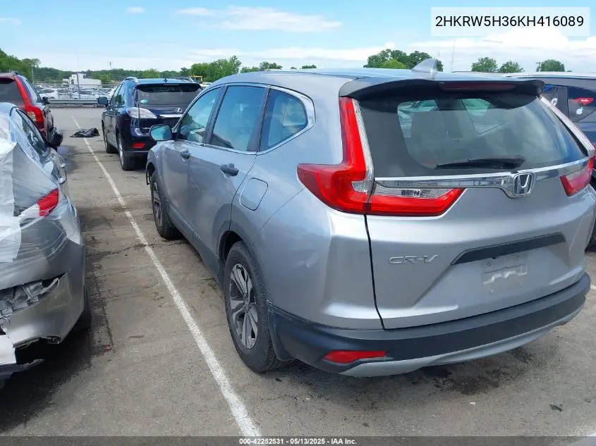 2019 Honda Cr-V Lx VIN: 2HKRW5H36KH416089 Lot: 42252531