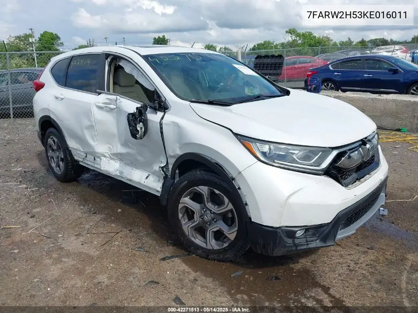 2019 Honda Cr-V Ex VIN: 7FARW2H53KE016011 Lot: 42271513