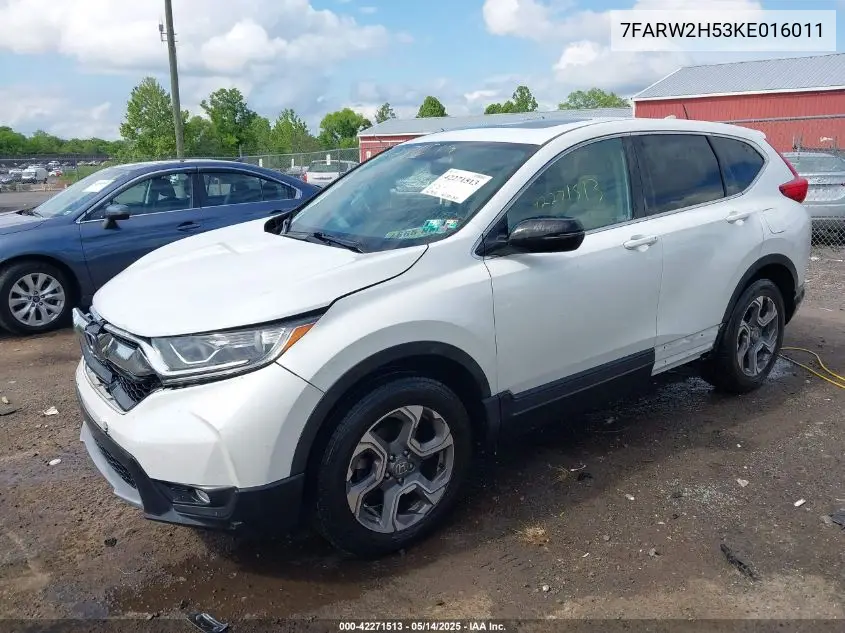2019 Honda Cr-V Ex VIN: 7FARW2H53KE016011 Lot: 42271513