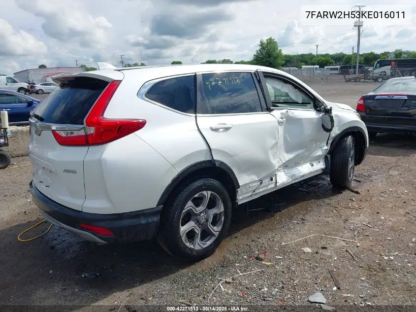2019 Honda Cr-V Ex VIN: 7FARW2H53KE016011 Lot: 42271513