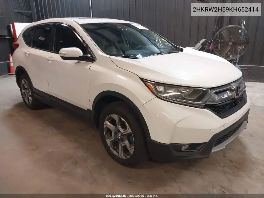 2019 Honda Cr-V Ex VIN: 2HKRW2H59KH652414 Lot: 42495335