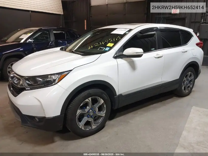 2019 Honda Cr-V Ex VIN: 2HKRW2H59KH652414 Lot: 42495335