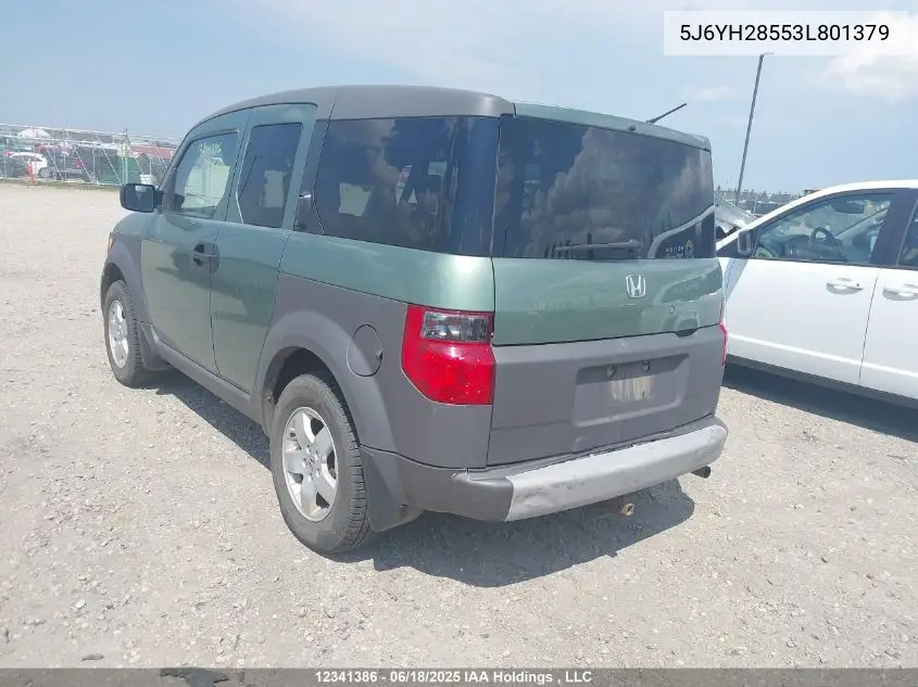 2003 Honda Element Ex VIN: 5J6YH28553L801379 Lot: 12341386