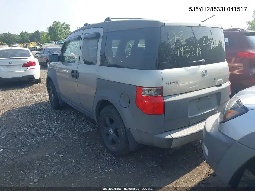 2003 Honda Element Ex VIN: 5J6YH28533L041517 Lot: 42570360