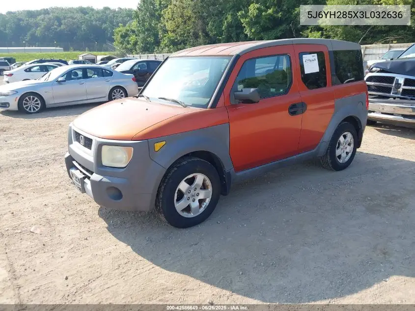 2003 Honda Element Ex VIN: 5J6YH285X3L032636 Lot: 42586649