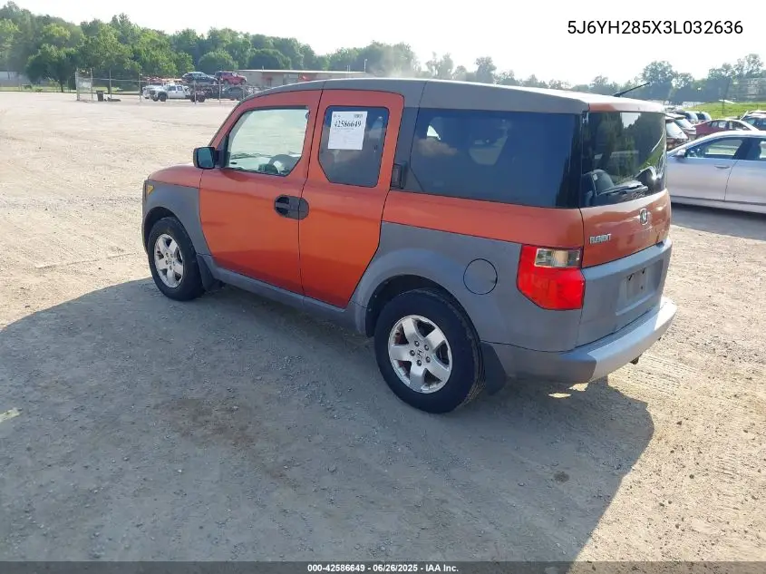 2003 Honda Element Ex VIN: 5J6YH285X3L032636 Lot: 42586649