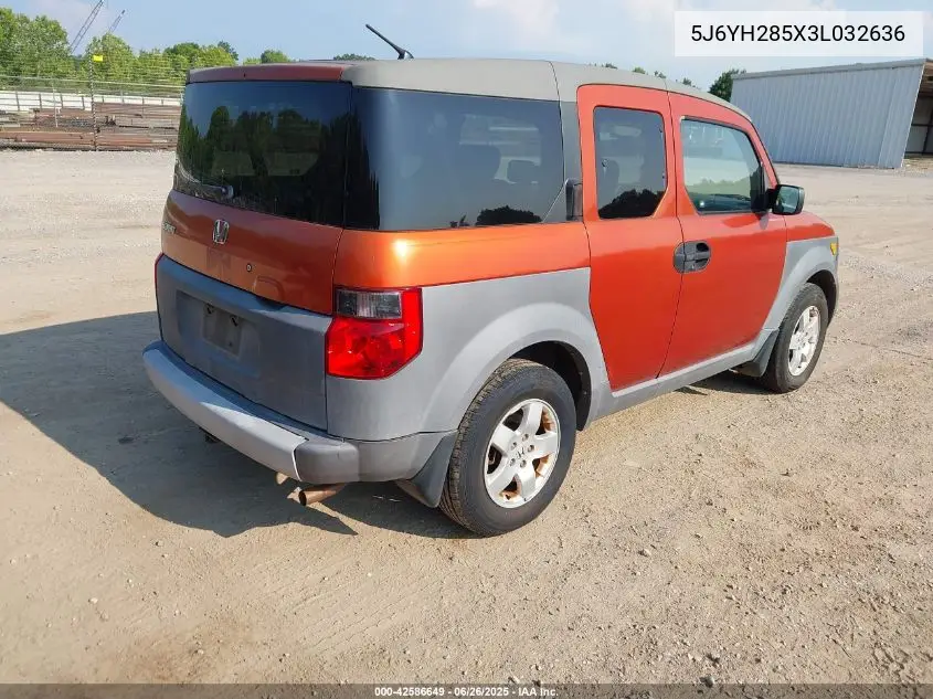 2003 Honda Element Ex VIN: 5J6YH285X3L032636 Lot: 42586649