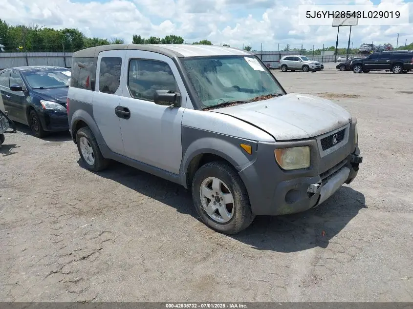 2003 Honda Element Ex VIN: 5J6YH28543L029019 Lot: 42635732