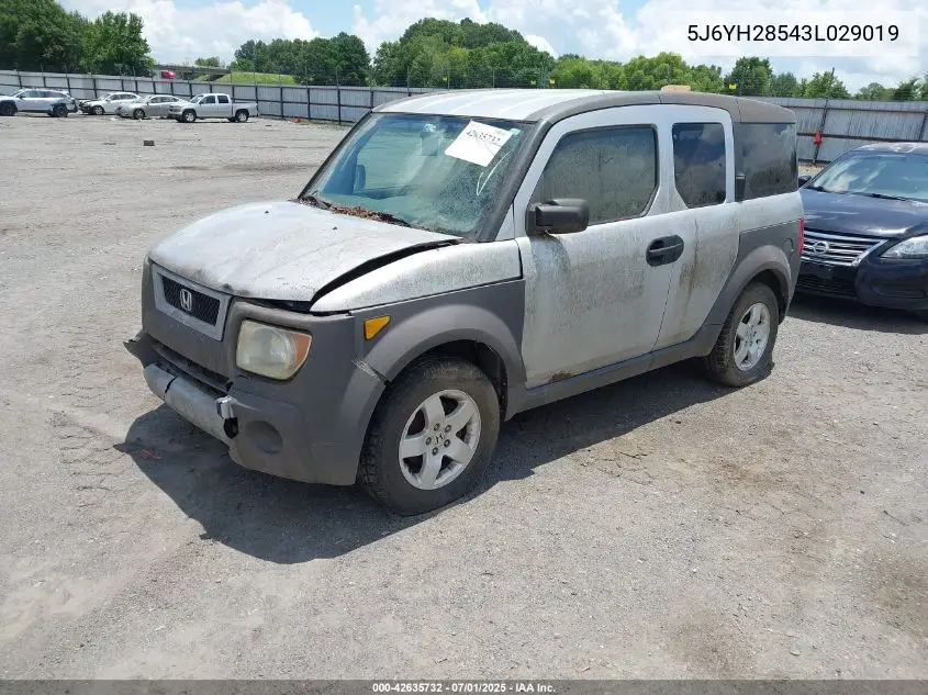 2003 Honda Element Ex VIN: 5J6YH28543L029019 Lot: 42635732