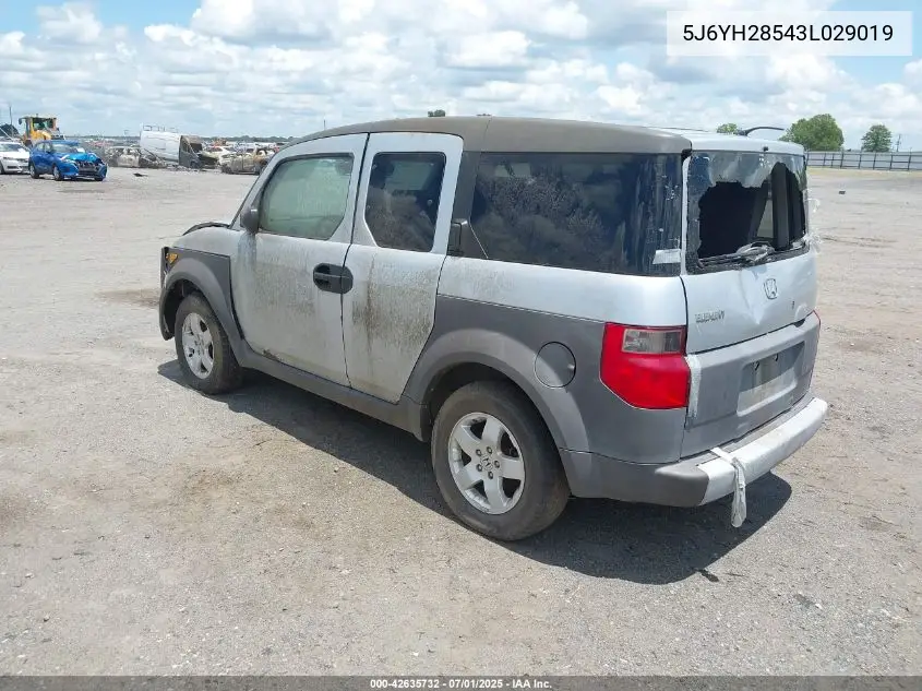 2003 Honda Element Ex VIN: 5J6YH28543L029019 Lot: 42635732
