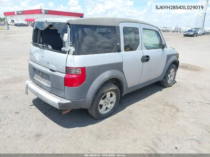 2003 Honda Element Ex VIN: 5J6YH28543L029019 Lot: 42635732