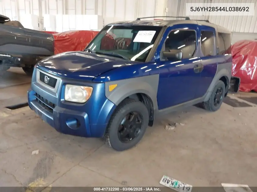 2004 Honda Element Ex VIN: 5J6YH28544L038692 Lot: 41732200