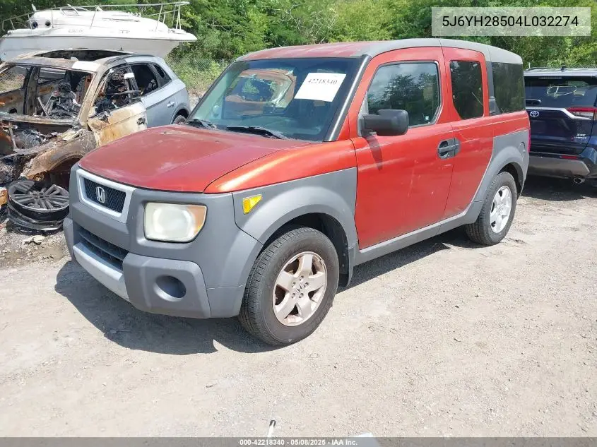 2004 Honda Element Ex VIN: 5J6YH28504L032274 Lot: 42218340