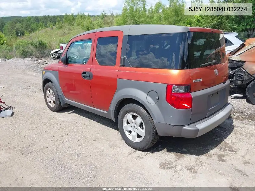 2004 Honda Element Ex VIN: 5J6YH28504L032274 Lot: 42218340