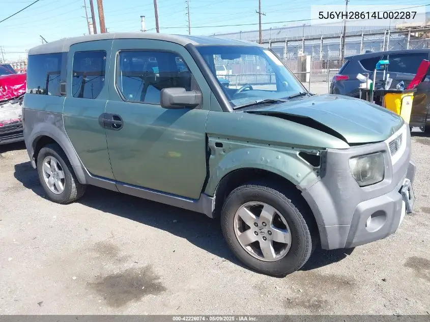 2004 Honda Element Ex VIN: 5J6YH28614L002287 Lot: 42226074