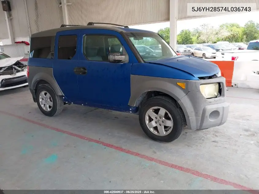 2004 Honda Element Ex VIN: 5J6YH28574L036743 Lot: 42580937