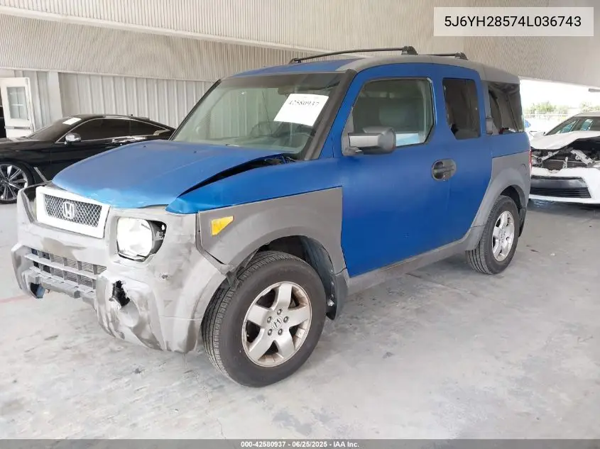 2004 Honda Element Ex VIN: 5J6YH28574L036743 Lot: 42580937