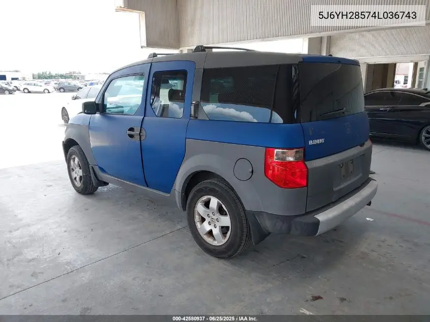 2004 Honda Element Ex VIN: 5J6YH28574L036743 Lot: 42580937