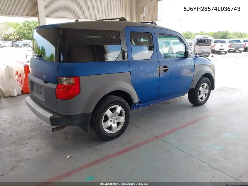 2004 Honda Element Ex VIN: 5J6YH28574L036743 Lot: 42580937