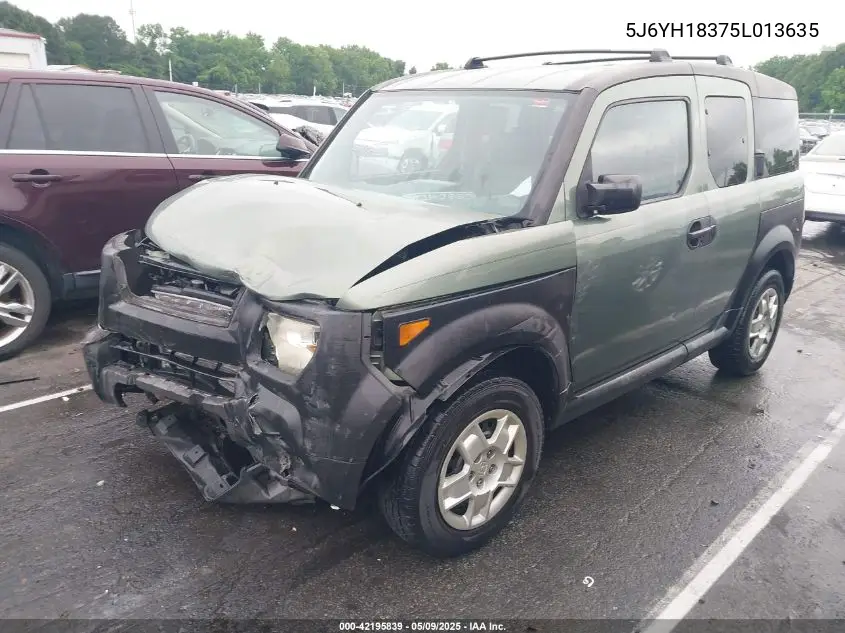 2005 Honda Element Lx VIN: 5J6YH18375L013635 Lot: 42195839