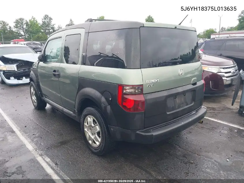 2005 Honda Element Lx VIN: 5J6YH18375L013635 Lot: 42195839