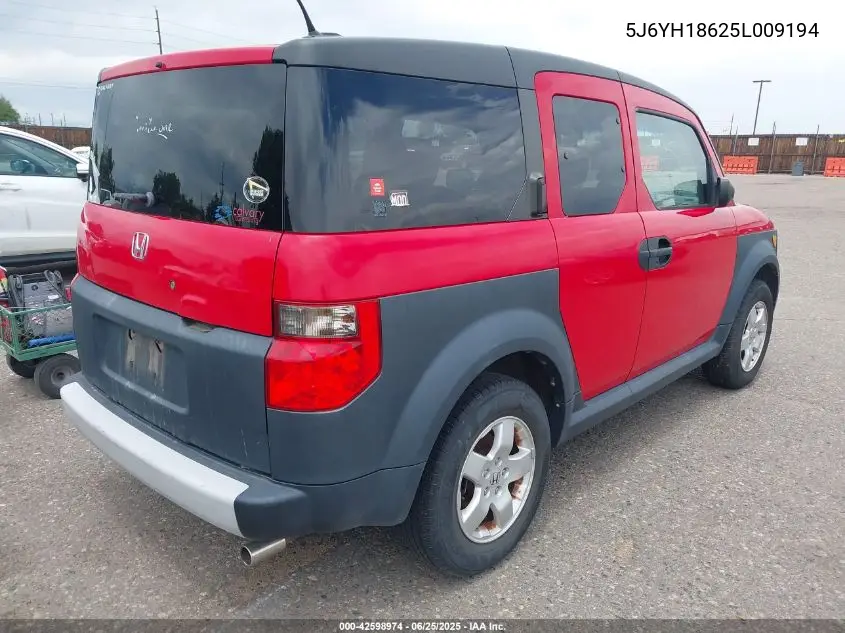 2005 Honda Element Ex VIN: 5J6YH18625L009194 Lot: 42598974