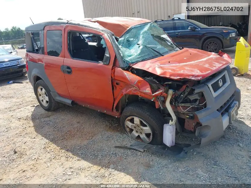 2005 Honda Element Ex VIN: 5J6YH28675L024702 Lot: 42633986