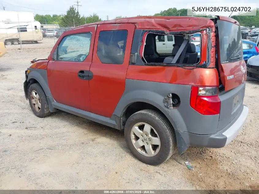 2005 Honda Element Ex VIN: 5J6YH28675L024702 Lot: 42633986