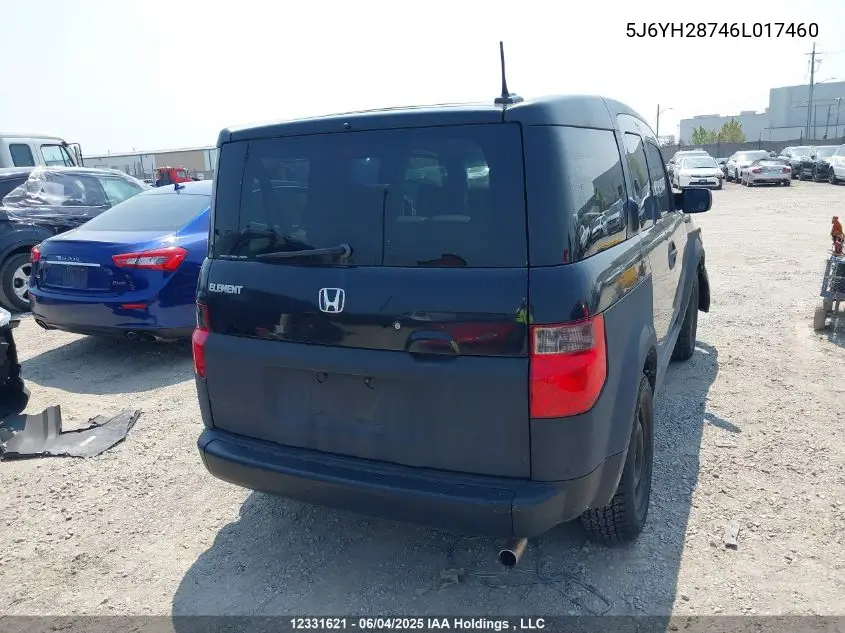 2006 Honda Element Y-Package VIN: 5J6YH28746L017460 Lot: 12331621