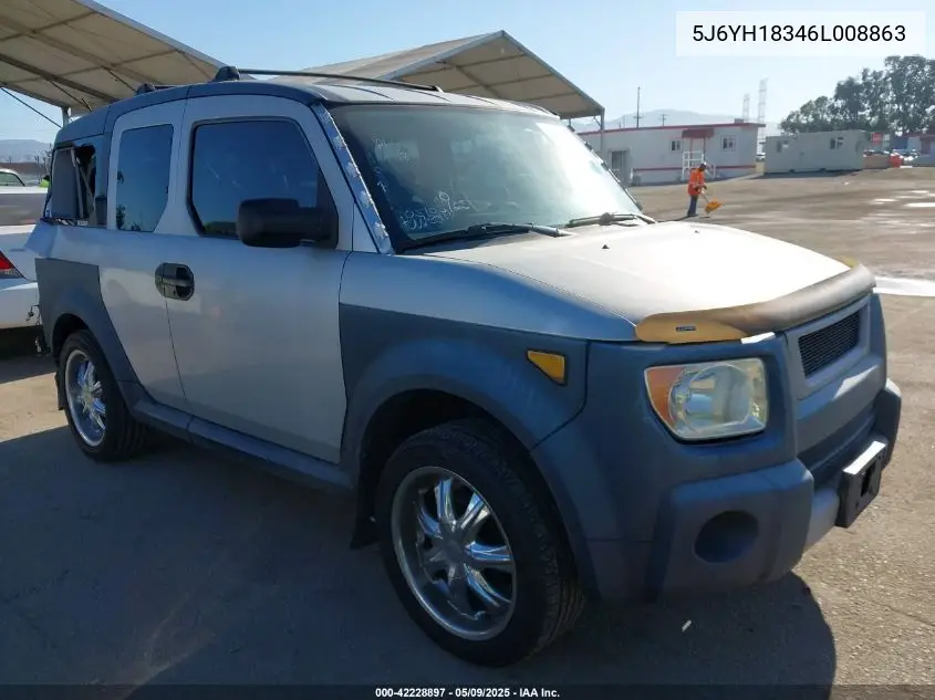 2006 Honda Element Lx VIN: 5J6YH18346L008863 Lot: 42228897