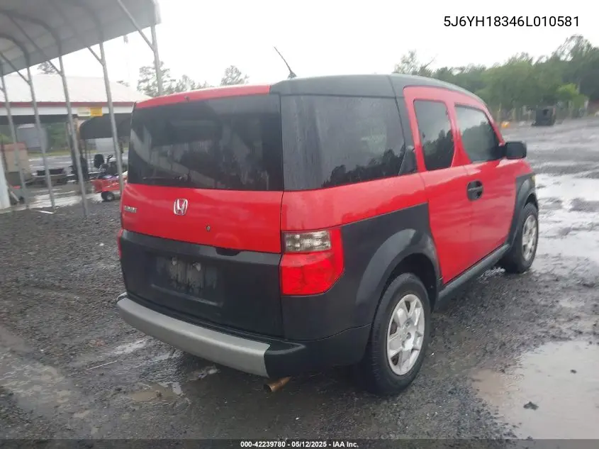2006 Honda Element Lx VIN: 5J6YH18346L010581 Lot: 42239780