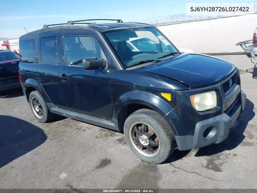 2006 Honda Element Ex-P VIN: 5J6YH28726L027422 Lot: 42248571