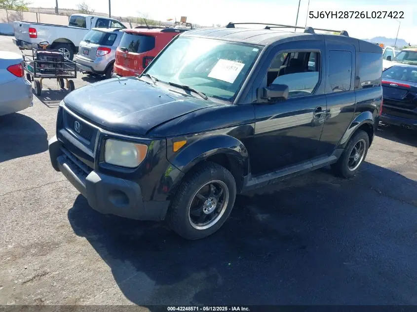 2006 Honda Element Ex-P VIN: 5J6YH28726L027422 Lot: 42248571