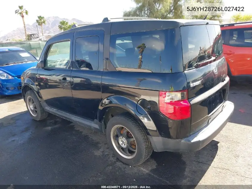 2006 Honda Element Ex-P VIN: 5J6YH28726L027422 Lot: 42248571