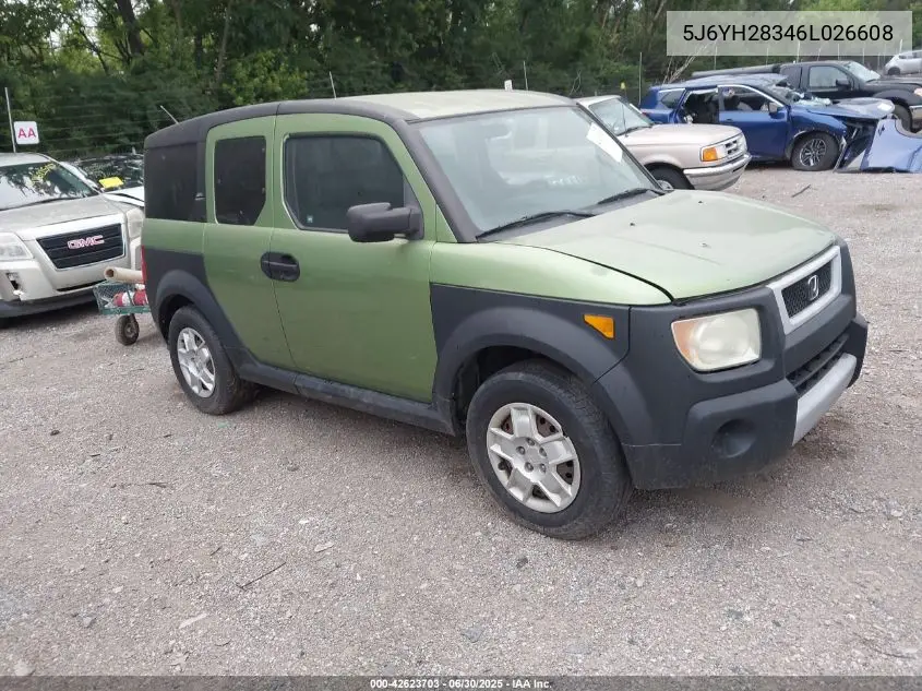 2006 Honda Element Lx VIN: 5J6YH28346L026608 Lot: 42623703